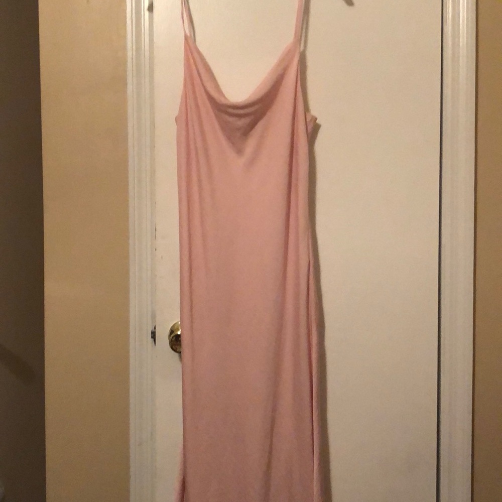 NWT Pink Topshop Cowlneck Midi Slipdress Size 8
